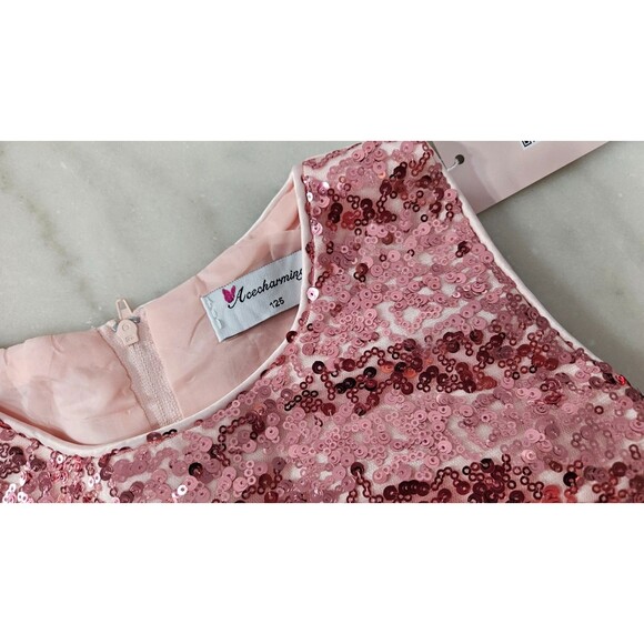 NWT Acecharming Pink Floral Sleeveless Round Neck Back Zipper Girls Dress Size M - Picture 5 of 7